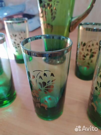 Набор Богемия, Чехия, цветное стекло Графин, 6 ста