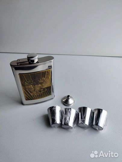 Подарочный набор фляжка стопки герб РФ