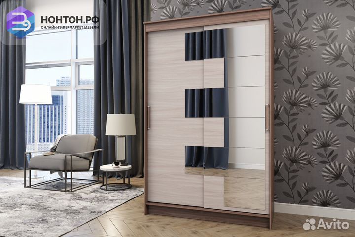 Шкаф-купе Элегант 3 ясень шимо темный / ясень шимо