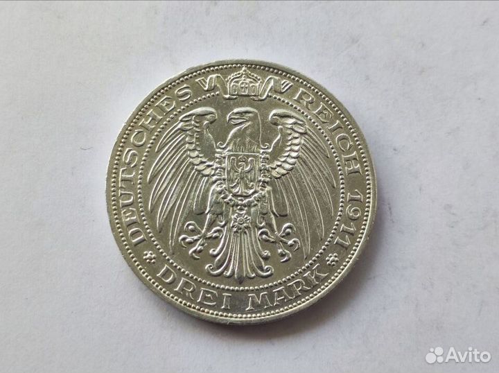 3 Марки 1911 А Университет Бреслау Пруссия