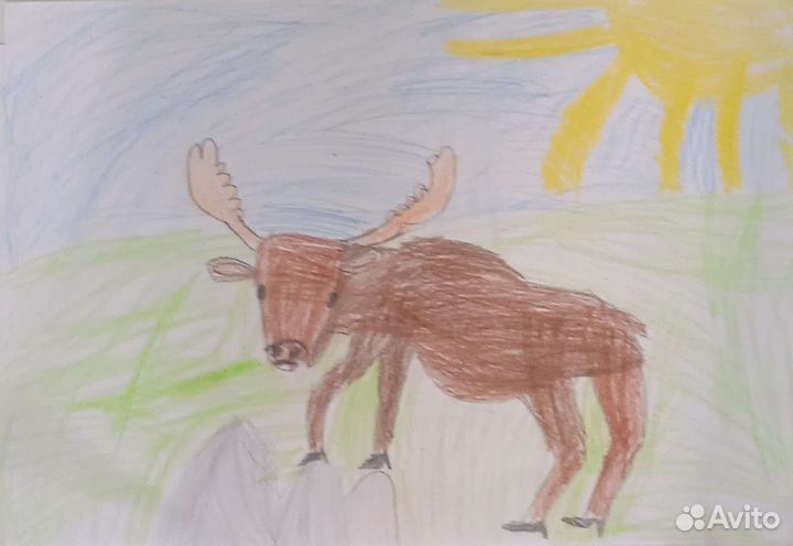 Картина лось на камнях
