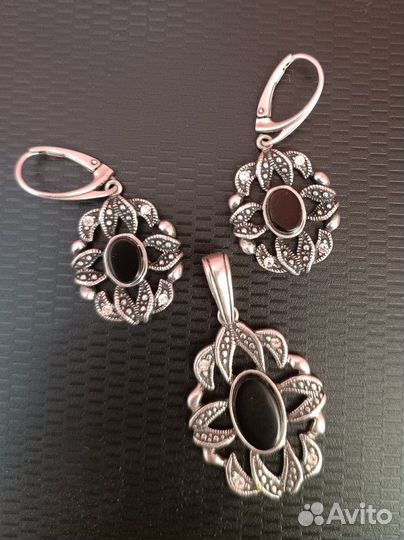 Серьги+подвеска, серебро