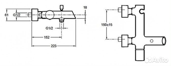 Смеситель для ванны Jacob Delafon Toobi E8963-C