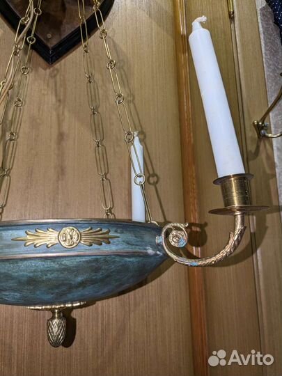 Антикварная люстра свечная в стиле ампир