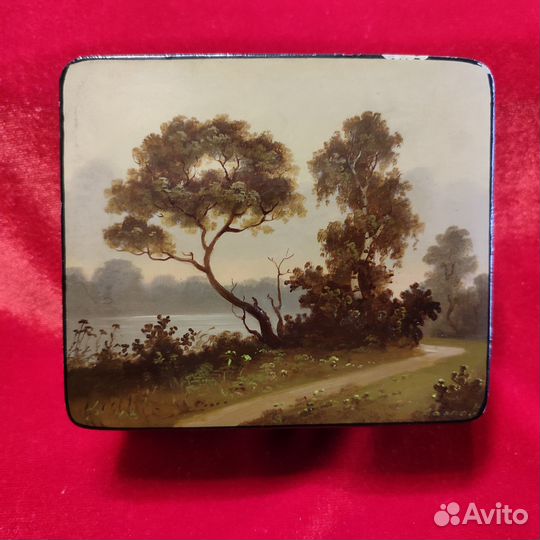 Лаковая шкатулка СССР Пейзаж Федоскино