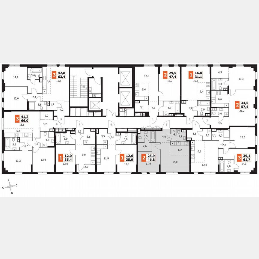 1-к. квартира, 46,8 м², 2/27 эт.
