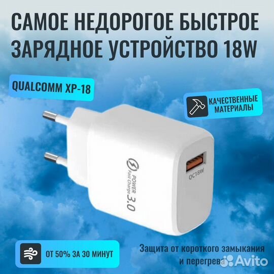Быстрое сетевое зарядное устройство PD+QC3.0(бел)