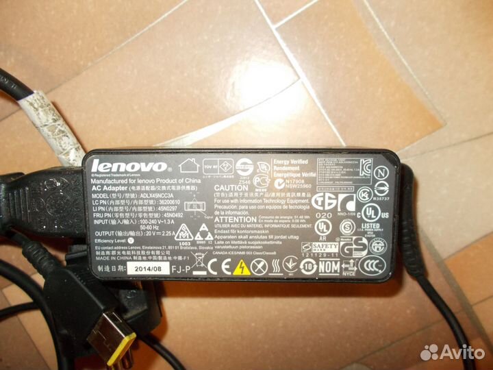 Зарядка для ноутбука Леново (20v 2.25a)