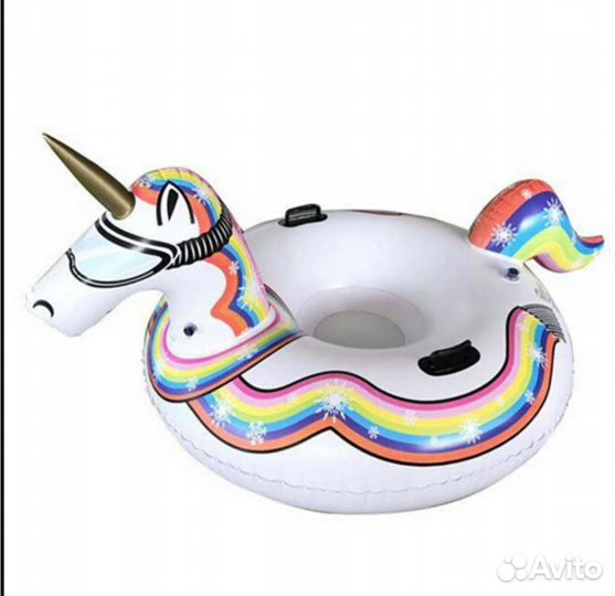 Надувной единорог (тюбинг), матрас плавательный