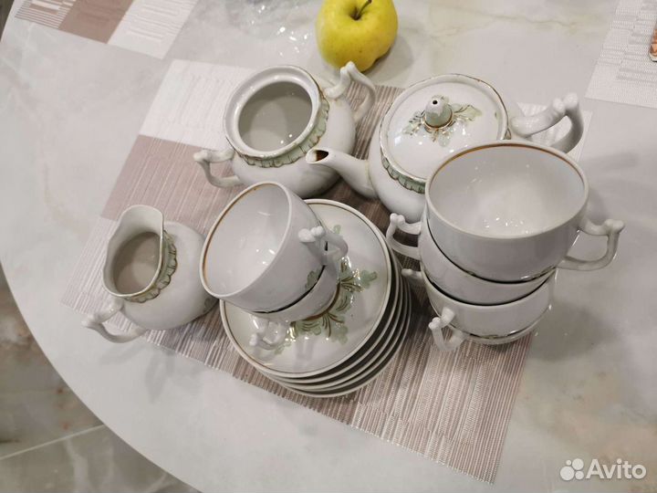 Сервиз чайный фарфор Барбарис фисташковый Вербилки