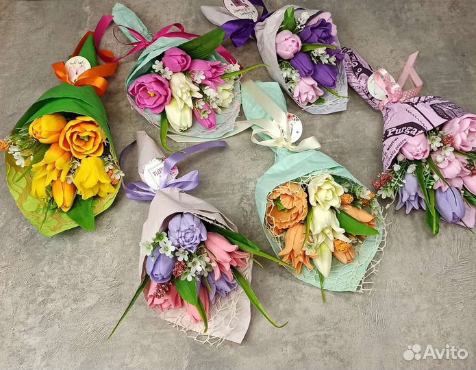 Букетик тюльпанов из мыла