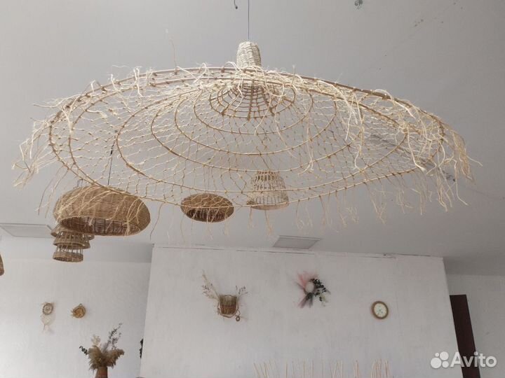 Люстры плетеные потолочные абажуры