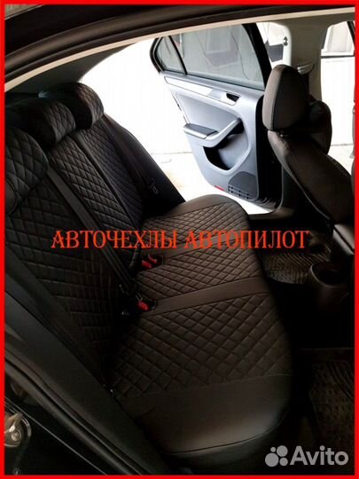 Чехлы Автопилот Nissan Juke из экокожи чёрные Ромб