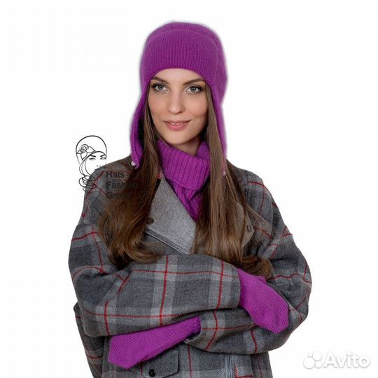 Новый комплект (снуд-манишка+варежки+шапка-ушанка)