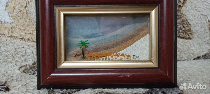 Картина с песком, янтарем