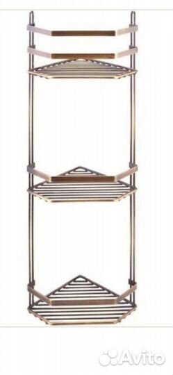 Полка в ванную трехъярусная угловая бронзовая