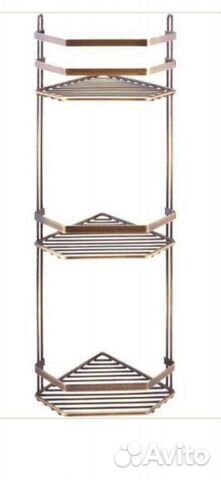 Полка в ванную трехъярусная угловая бронзовая
