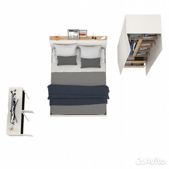 Спальня Моби Муссон №18 цвет белый/дуб эндгрейн элегантный