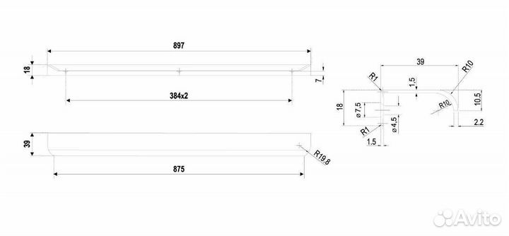 Мебельная ручка алюминиевая