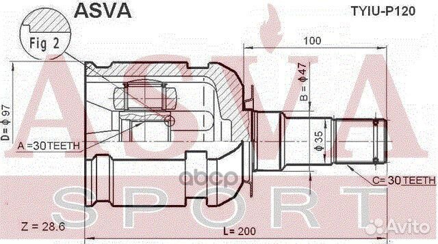 ШРУС внутренний 30x47x30 tyiu-P120 asva