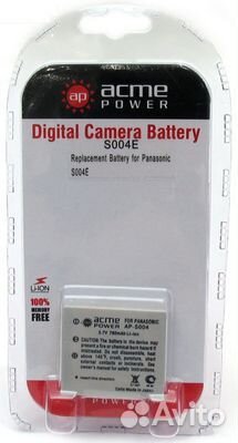 Аккумулятор AcmePower S004E для Panasonic /Fujifilm/Samsung/Pentax FX2/ FX7/ Konica-Minolta X1 3,7V