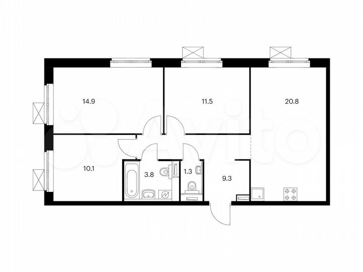 3-к. квартира, 71,7 м², 19/25 эт.
