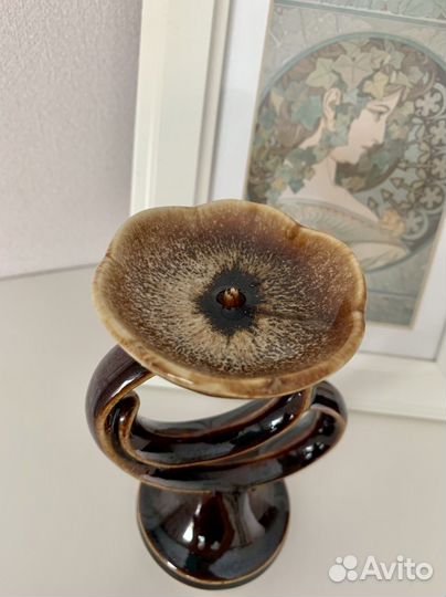 Подсвечник, обливная керамика, ссср, 1970-1990 гг