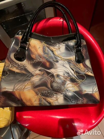 Сумки лакированные со стразами и желтая