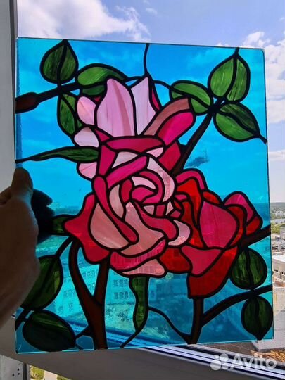 Витражи Тиффани, фьюзинг, плёнка, латуныйпрофиль