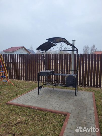 Мангал кованый с печкой и крышей