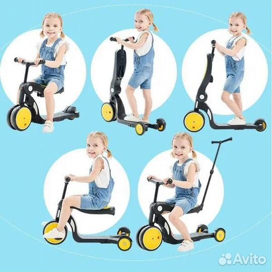 Самокат беговел велосипед 5 в 1 DGN5-1 с ручкой