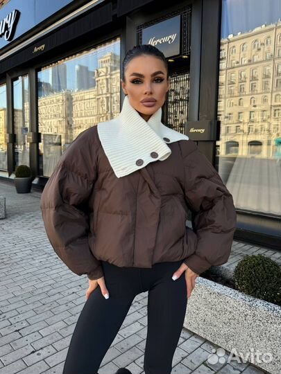 Куртка с вязанным воротником