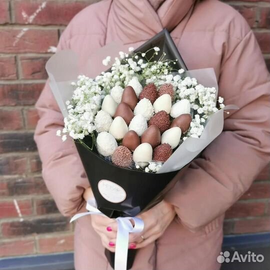 Клубника в шоколаде, Букеты с клубникой