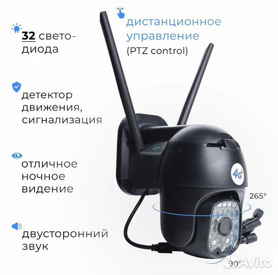 Камера видеонаблюдения 4g с симкартой чёрная