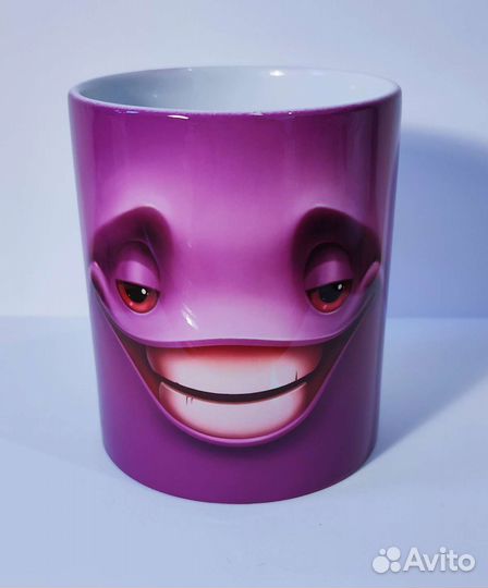 Кружка детская 21 (однотонная фиолетовая улыбка)