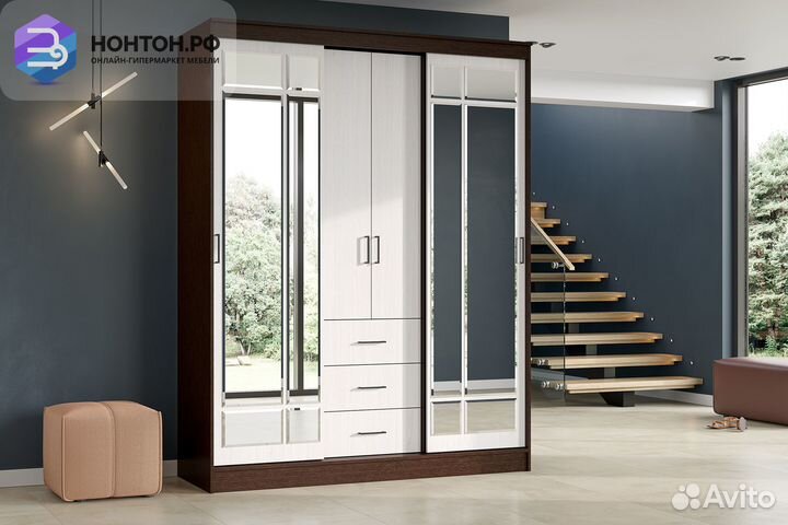 Шкаф-купе Канкун дуб венге / ясень анкор светлый