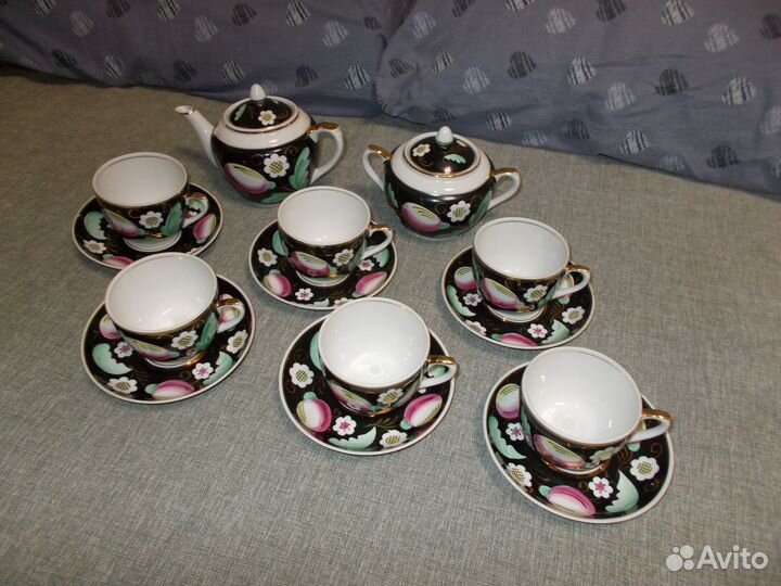 Чайный сервиз Слива на черном Вербилки