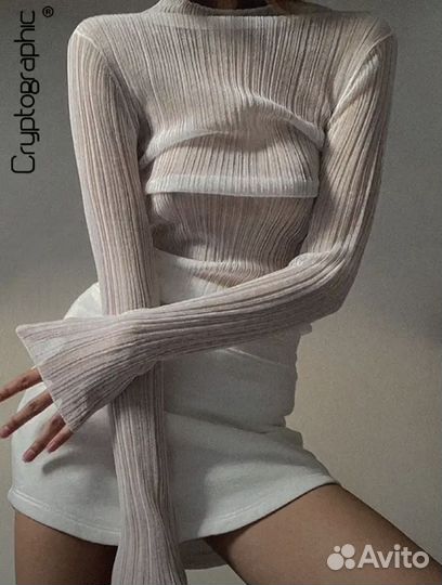 Женская прозрачная белая кофта, топ в стиле zara