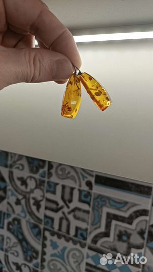 Серьги янтарь СССР