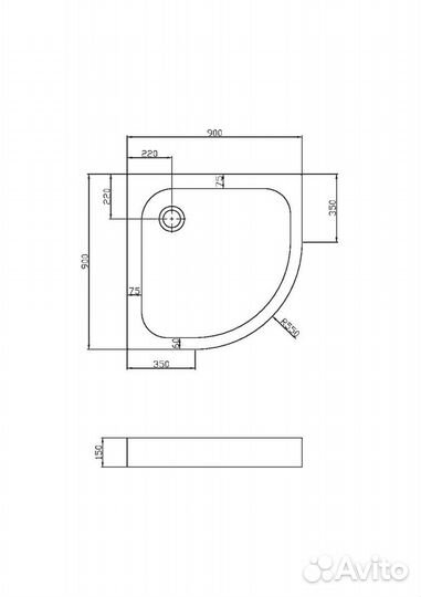 Поддон для душа акриловый VST-3AQ-9090, 900*900*1