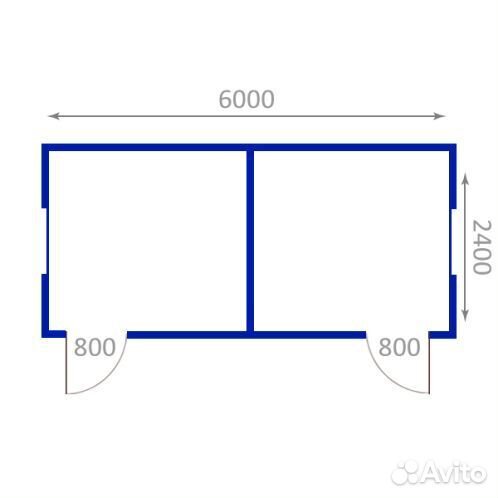 Бытовка 6х2.4м металлическая под ключ