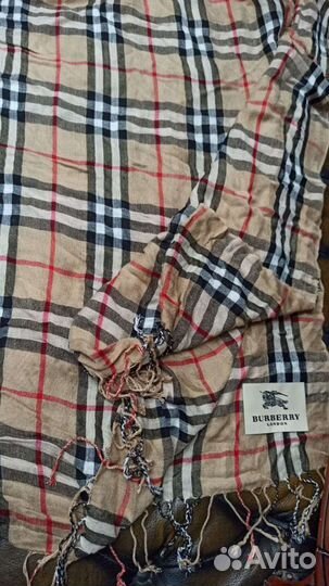 Палантин burberry хлопок клетка 175х65