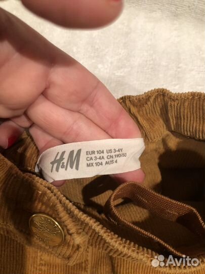 Юбка вельветовая h&m 104