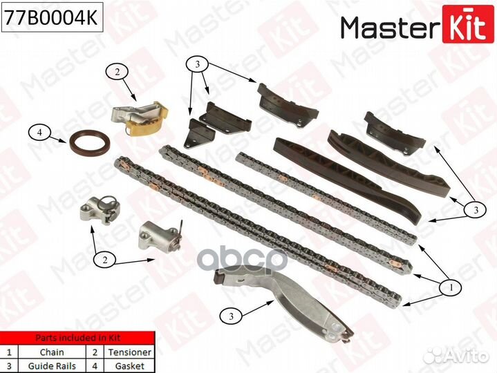 Комплект цепи грм (без звездочек) 77B0004K Mast