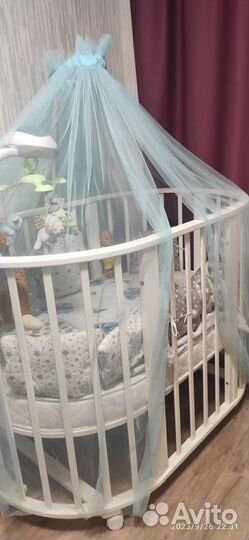 Детская кроватка трансформер круглая