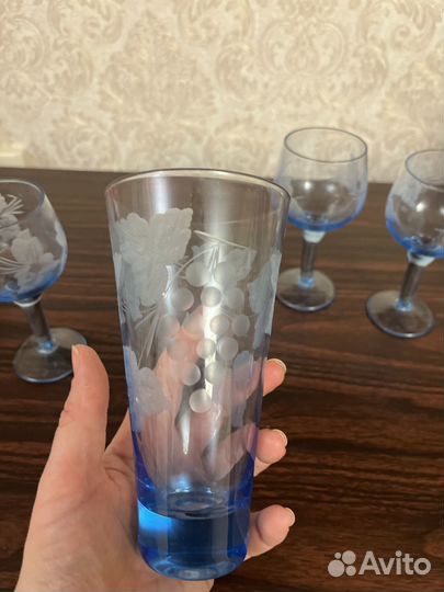 Бокалы фужеры СССР синего стекла редкие