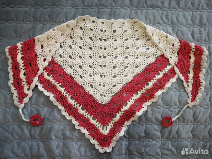 Вязаный платок-косынка, ручная работа