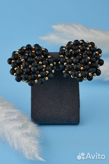Винтажные клипсы грозди черных жемчужин. сша.К22.А
