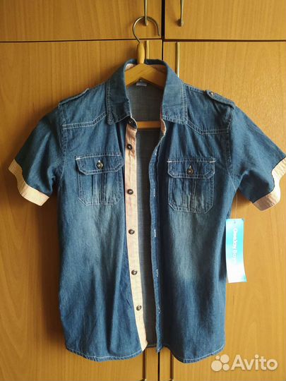Джинсовая рубашка для мальчика новая 140