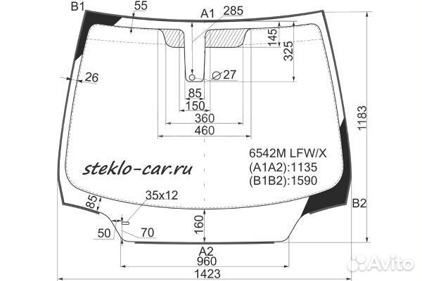 Стекло лобовое Peugeot 307 с окном под круглый дд 2001- SP 1430*1135